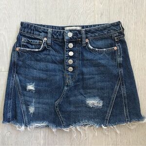 Free People Denim A-Line Mini Skirt
